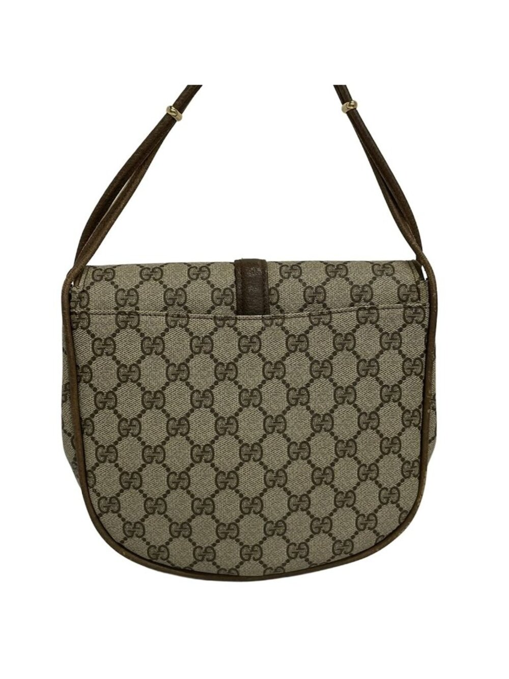 ★SOLD★ Gucci Shoulder Bag Vintage Beige Dark Brown Leather - Picture 3 of 14